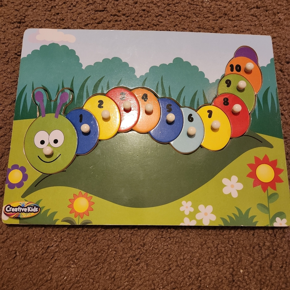 Colorful Caterpillar Number Peg Puzzle